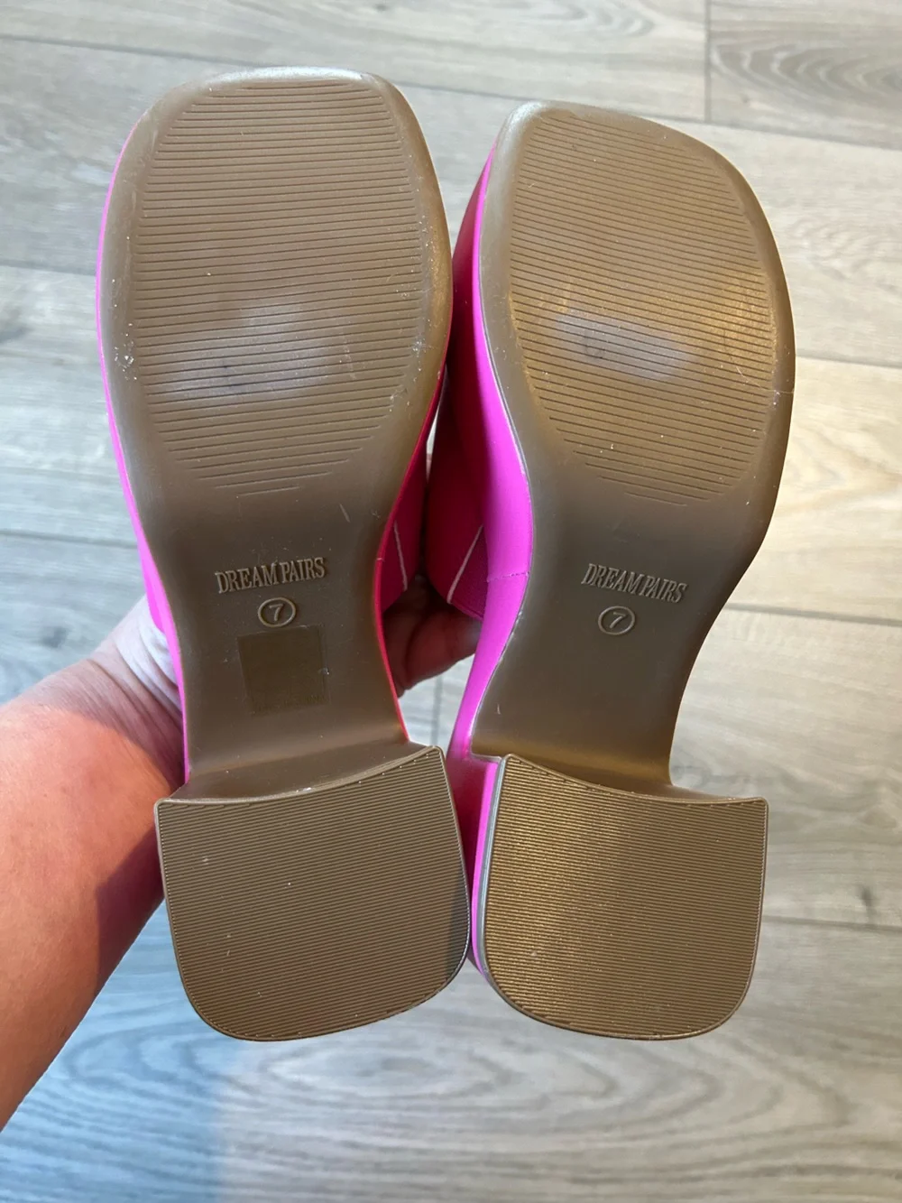 DREAM PAIRS Slip On Chunky Platform Slide Sandals Hot Pink Size 7